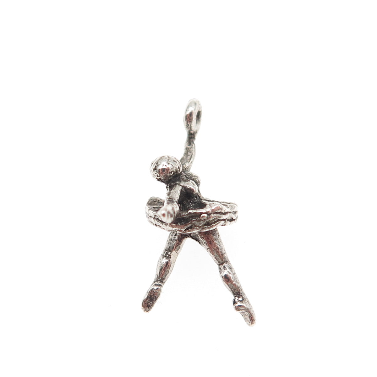 925 Sterling Silver Vintage Ballerina Oxidized 3D Mini Charm Pendant