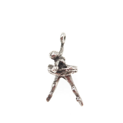 925 Sterling Silver Vintage Ballerina Oxidized 3D Mini Charm Pendant
