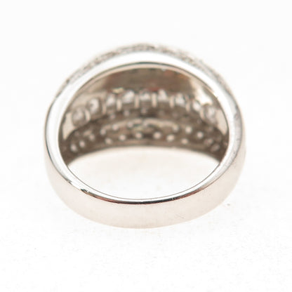 Chapal Zenray 925 Sterling Silver Princess & Round-Cut C Z Ring Size 8