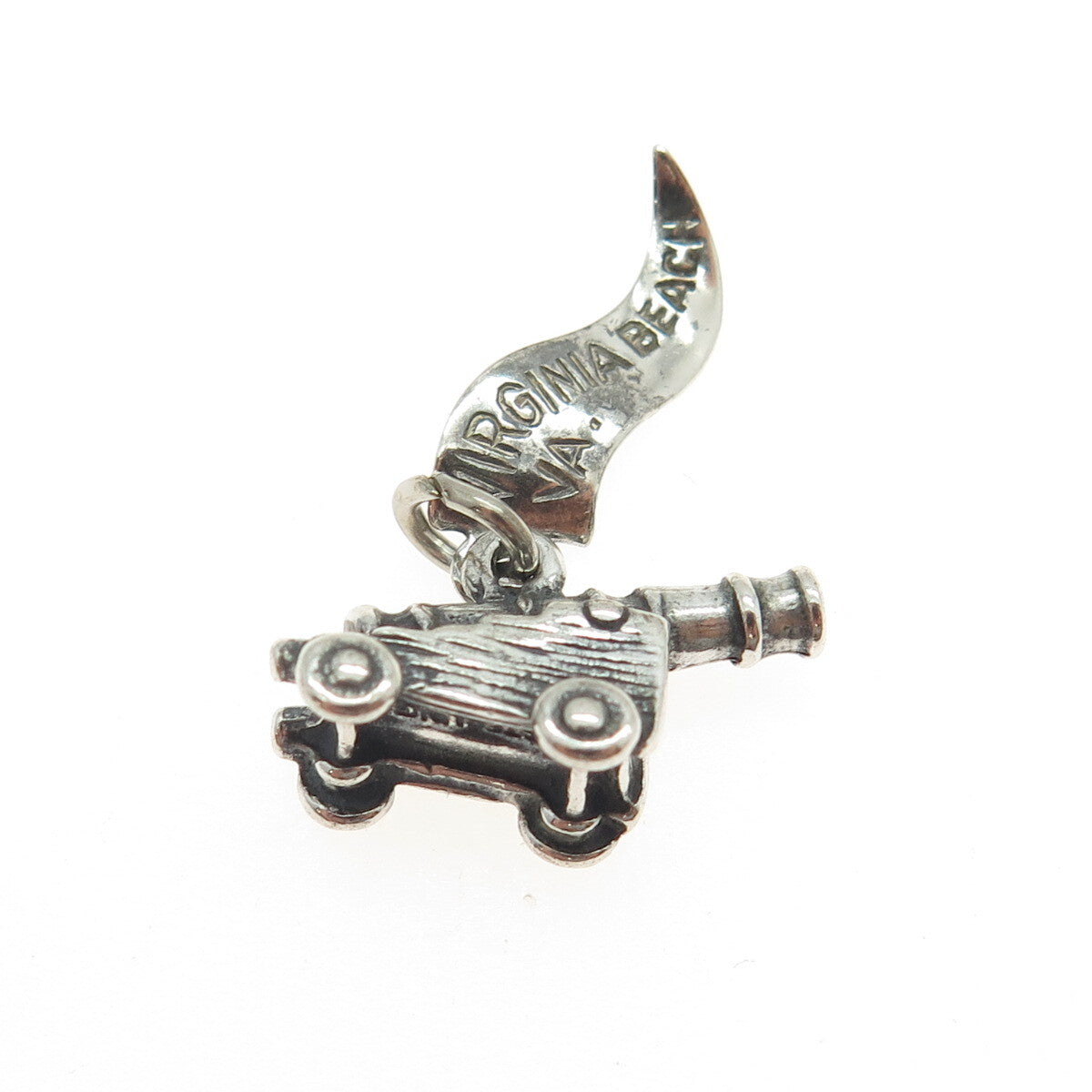 PACIFIC JEWELRY 925 Sterling Silver Vintage "Virginia Beach" Artillery Pendant