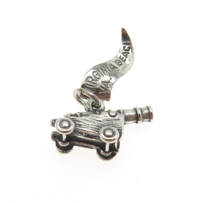 PACIFIC JEWELRY 925 Sterling Silver Vintage "Virginia Beach" Artillery Pendant