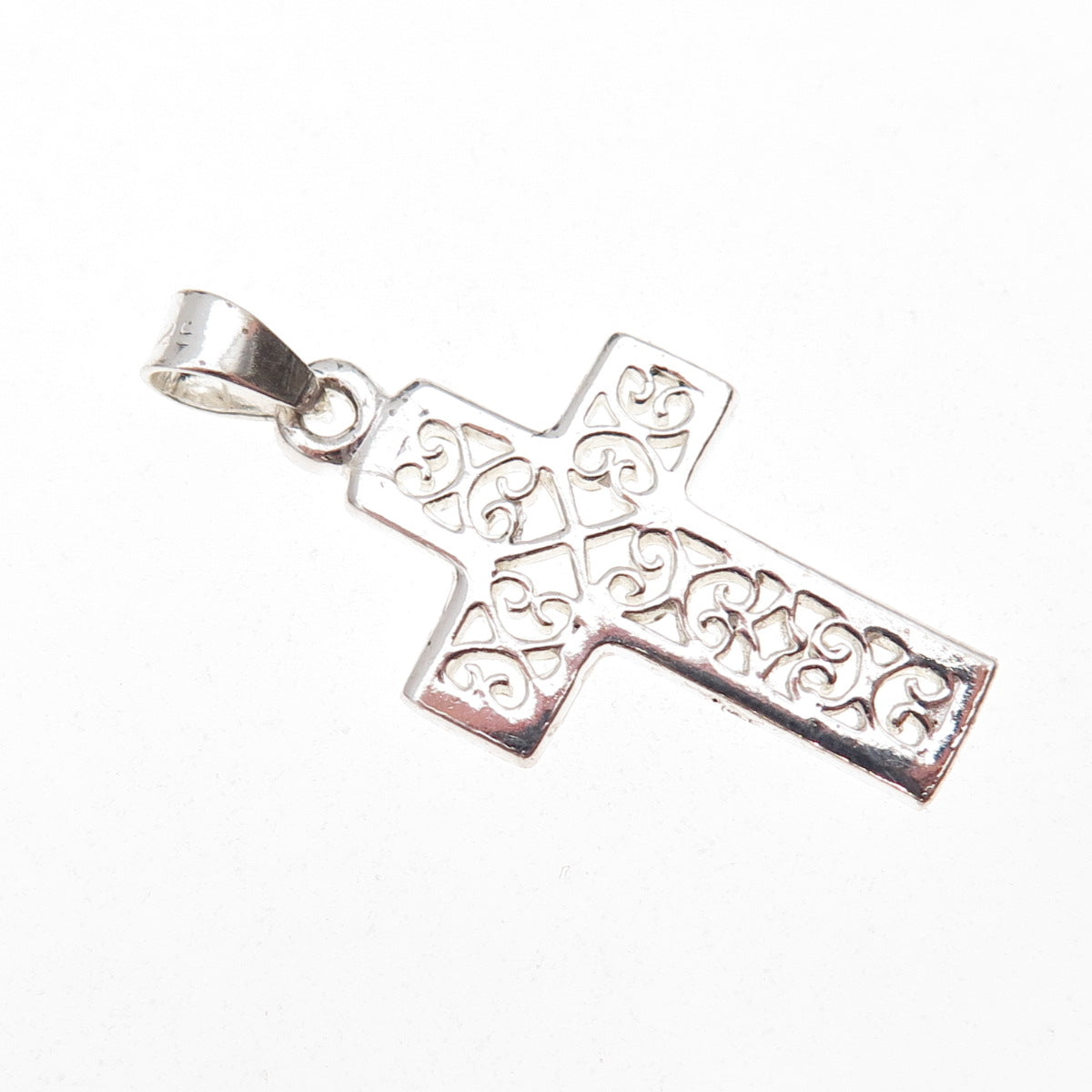 925 Sterling Silver Vintage Heart Ornate Cross Charm Pendant