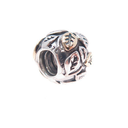 PANDORA 925 Sterling Silver & Gold Tree of Life Slide Bead Charm