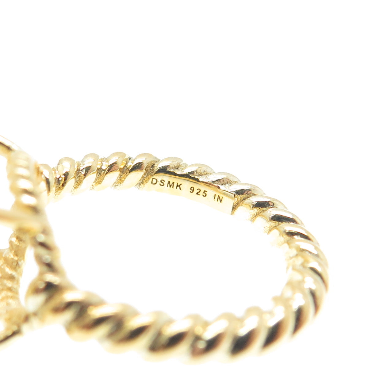 DSMK 925 Sterling Gold Plated Round-Cut C Z Twisted Engagement Ring Size 6