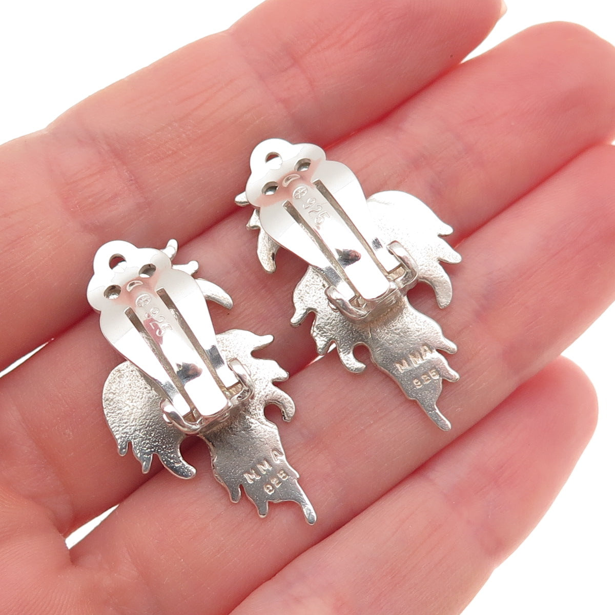 MMA Metropolitan Museum of Art Sterling Silver Vintage Floral Clip On Earrings