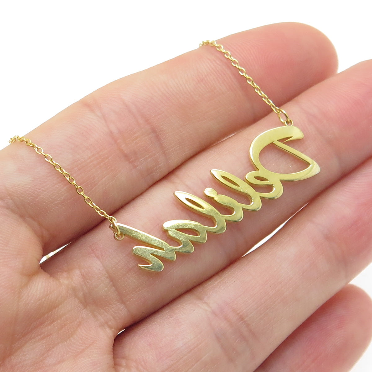 925 Sterling Silver Gold Plated "Delilah" Personalized Nameplate Necklace 18"