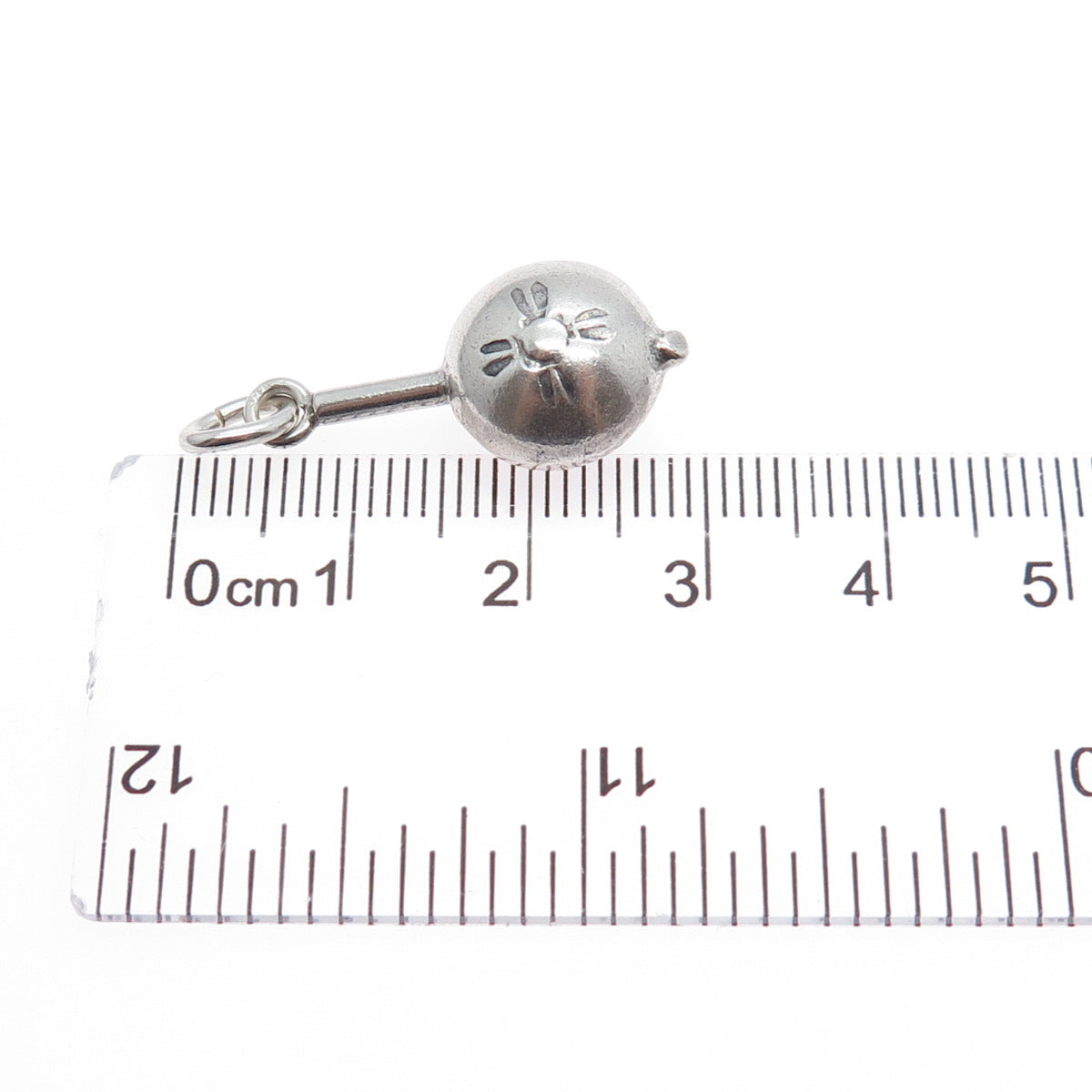 925 Sterling Silver Vintage Flower Flask Oxidized 3D Charm Pendant