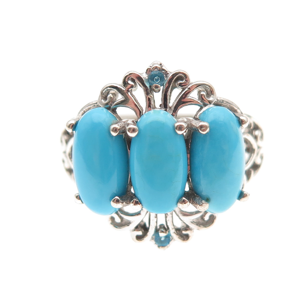 Chuck Clemency 925 Sterling Silver Real Turquoise & Apatite Ring Size 8