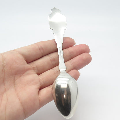 925 Sterling Silver Antique Enamel "Bermuda" Floral Spoon