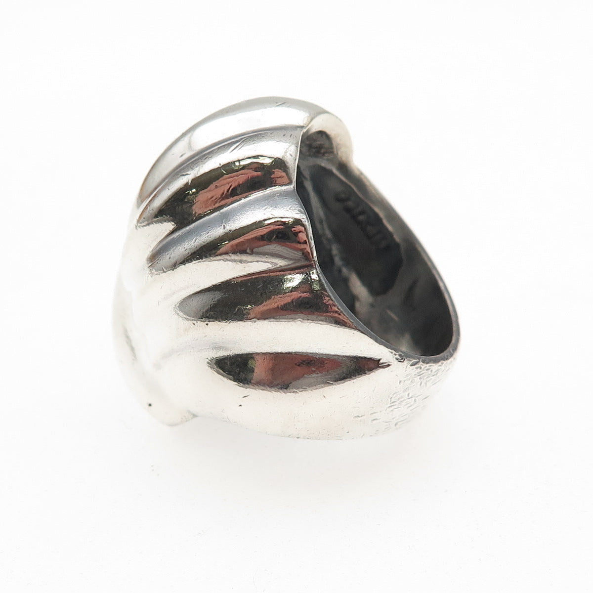 925 Sterling Silver Vintage Mexico Modernist Dome Oxidized Ring Size 8
