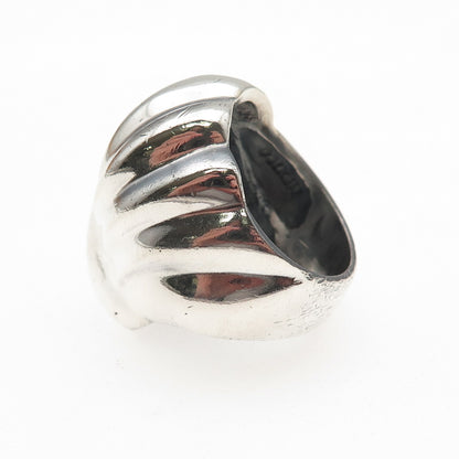 925 Sterling Silver Vintage Mexico Modernist Dome Oxidized Ring Size 8