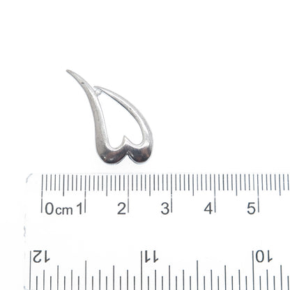 925 Sterling Silver Real Round-Cut Diamond Accent Open Heart Slide Pendant