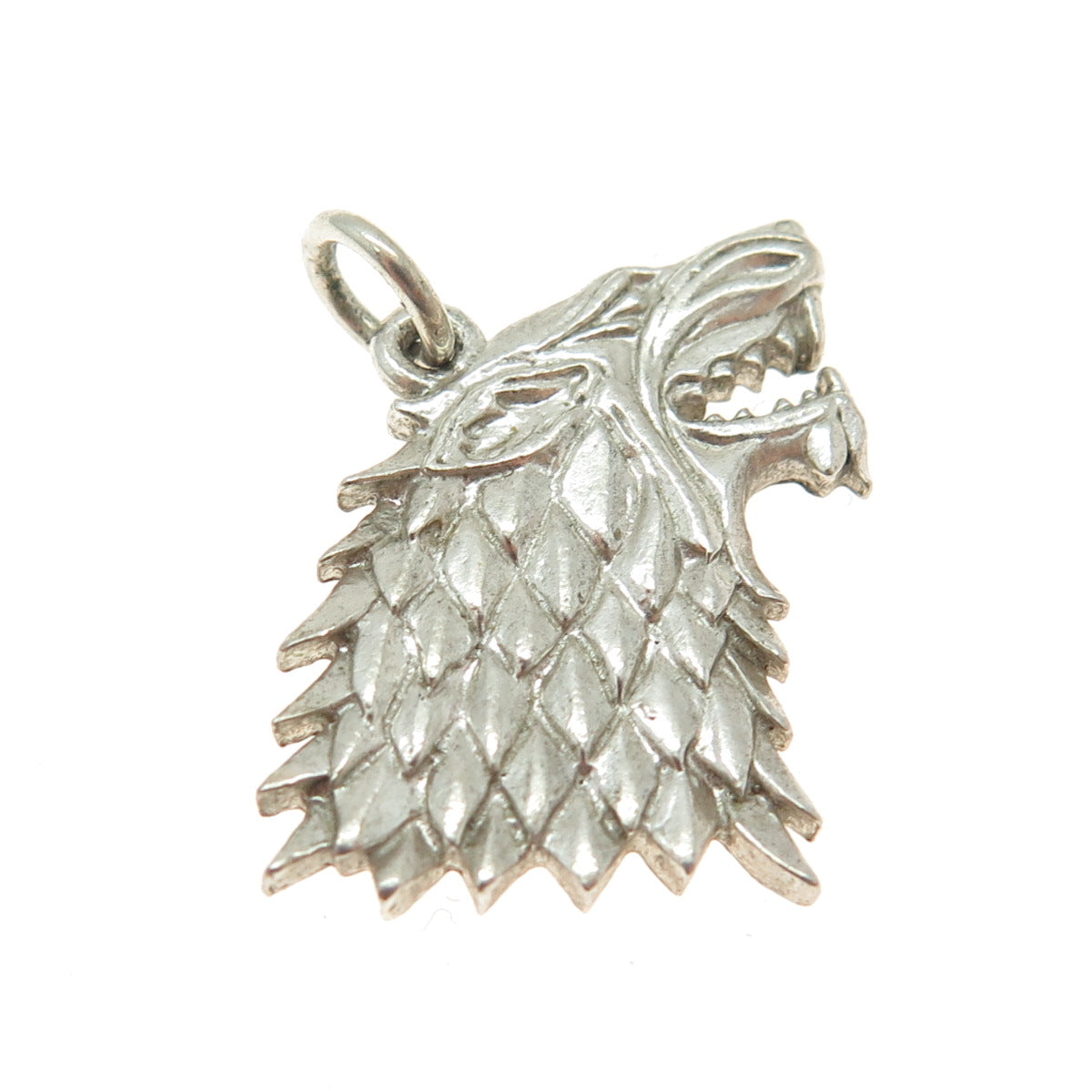 925 Sterling Silver Vintage USA Game of Thrones Stark Wolf Pendant