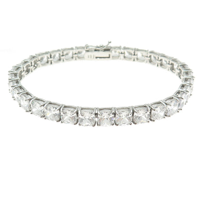 925 Sterling Silver Cushion-Cut C Z Tennis Link Bracelet 8"
