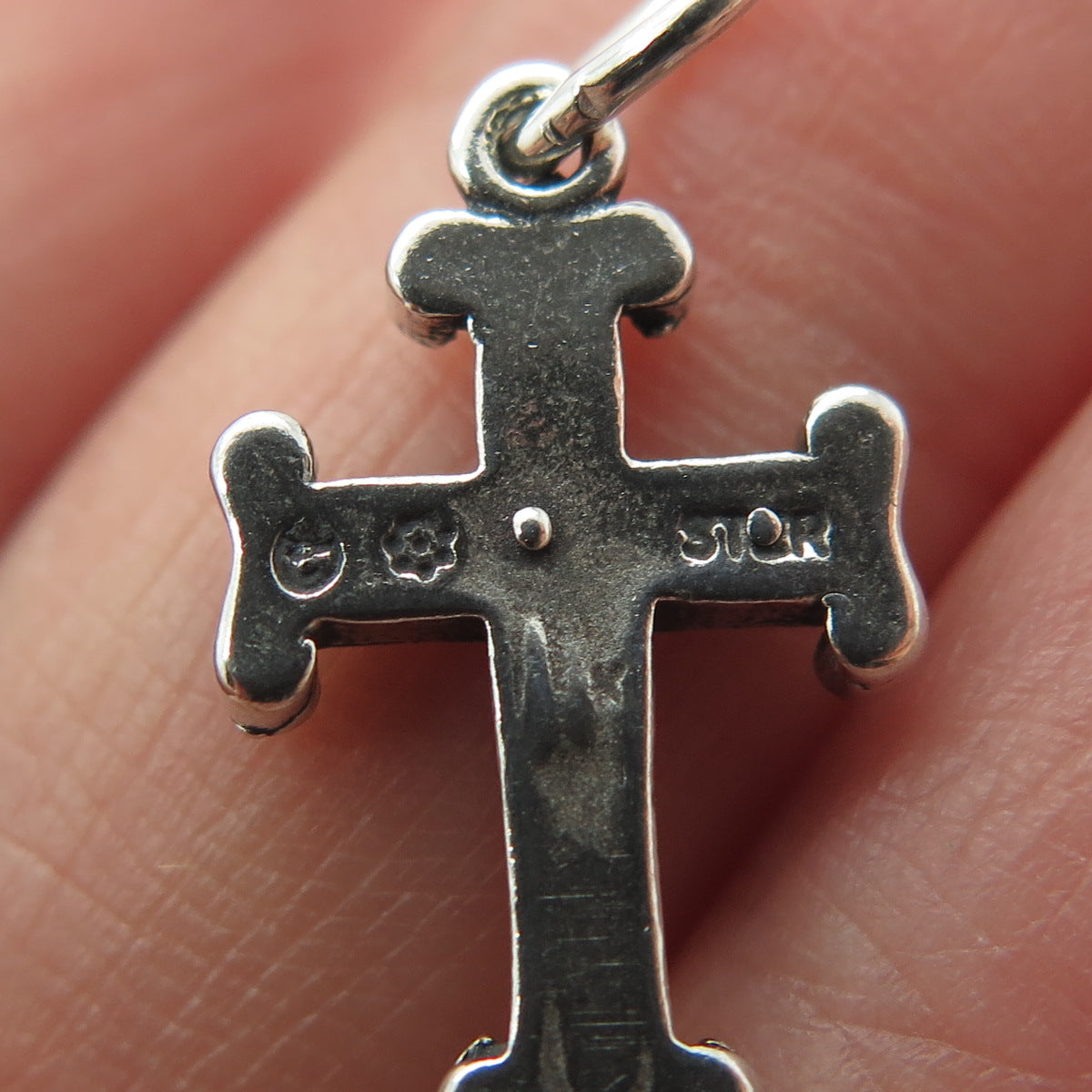 925 Sterling Silver Vintage Cross Oxidized Minimalist Charm Pendant