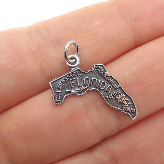 FRENCH & FRANKLIN Sterling Silver Vintage Florida Oxidized Minimalist Pendant