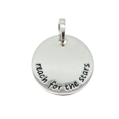 HAN 925 Sterling Silver "Reach For The Stars" Round Tag Charm Pendant