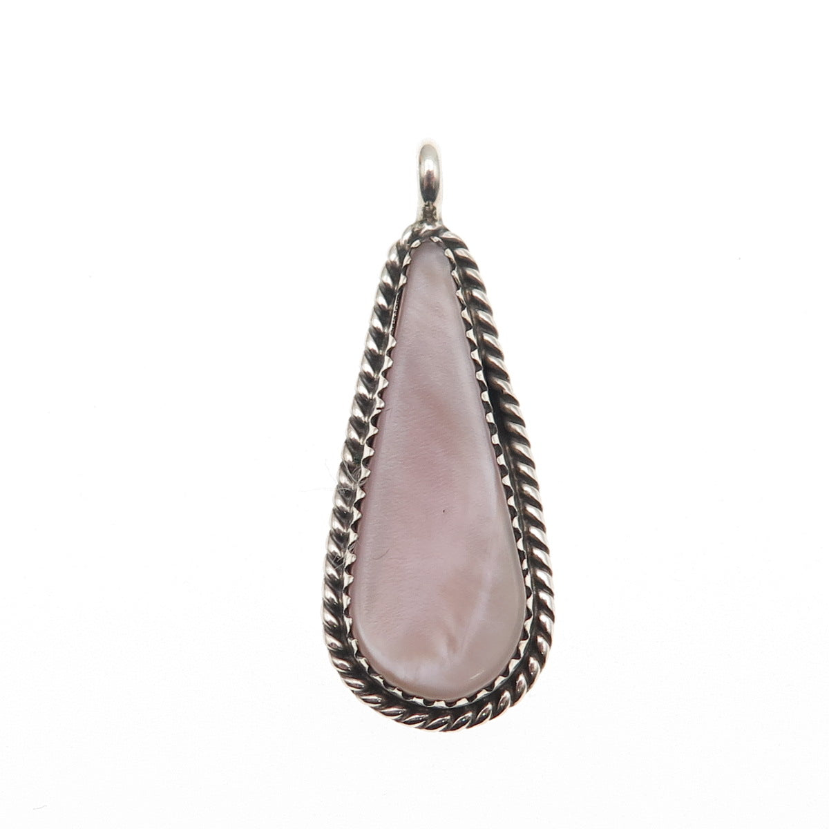 Old Pawn 925 Sterling Silver Vintage Southwestern MOP Teardrop Charm Pendant