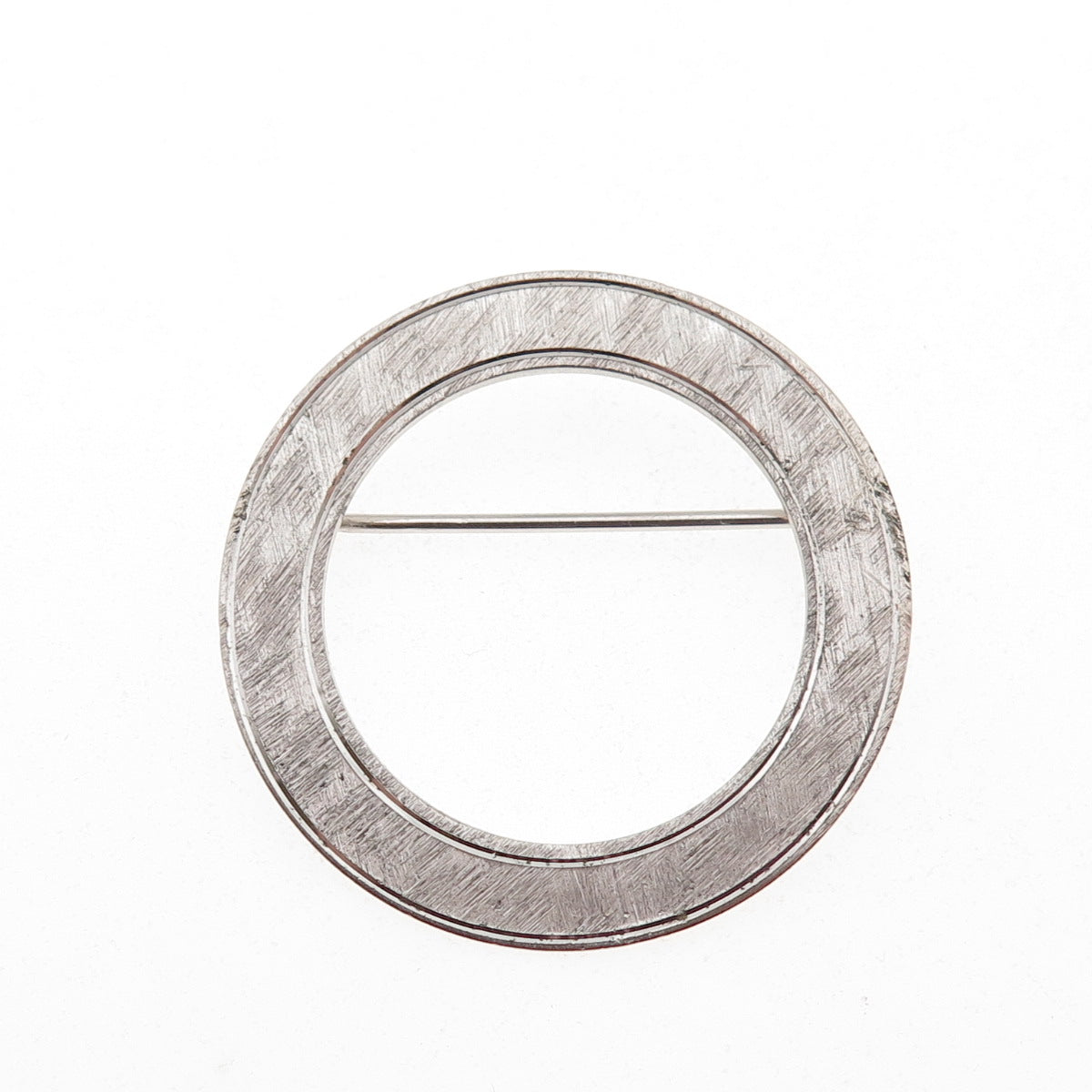BEAU 925 Sterling Silver Vintage Brushed Circle of Life Pin Brooch