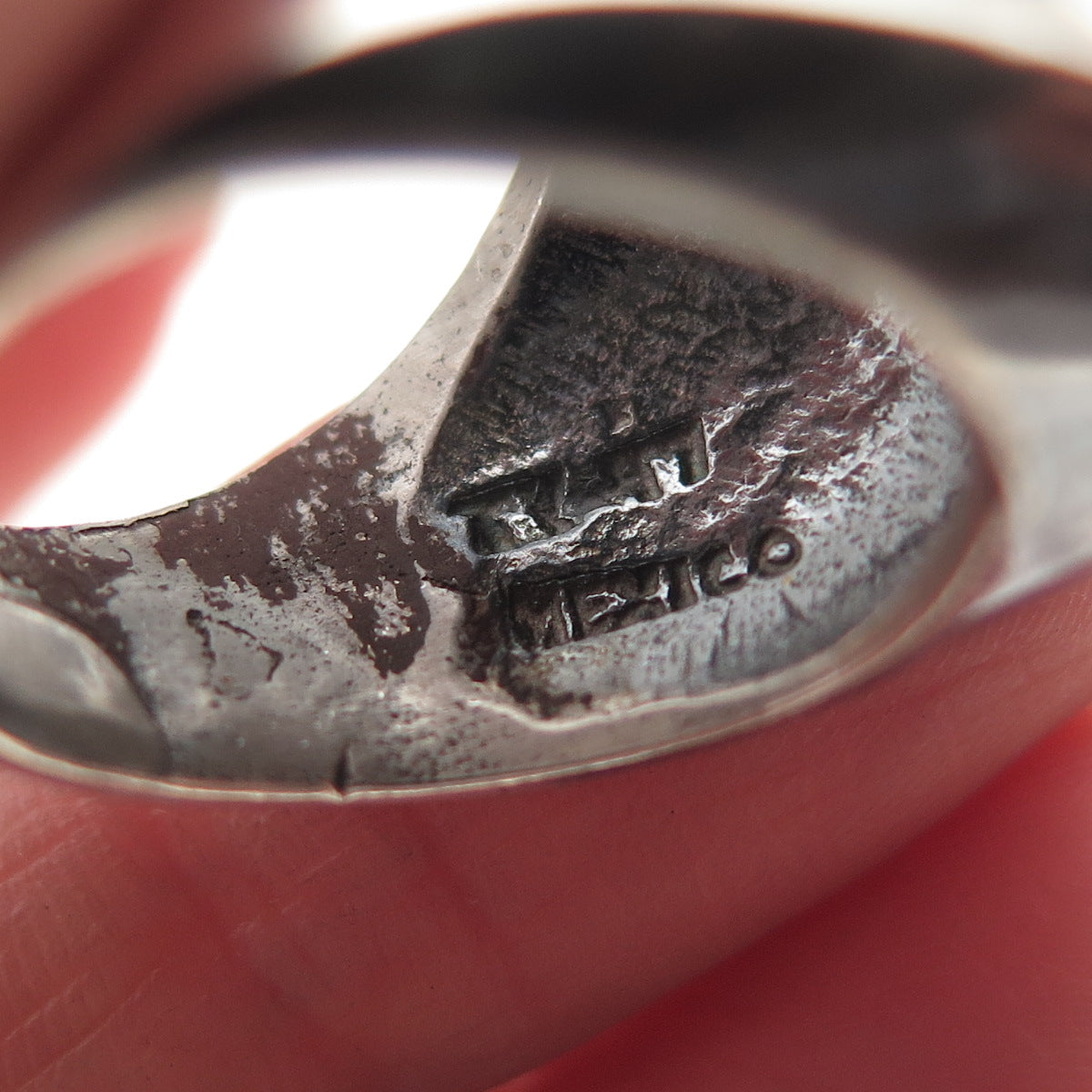 925 Sterling Silver Vintage AVM Mexico Modernist Oxidized Ring Size 6.5