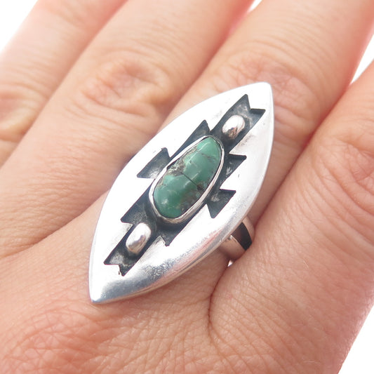 Old Pawn Sterling Silver Vintage Southwestern Royston Turquoise Ring Size 7.5