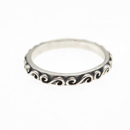 925 Sterling Silver Vintage Swirl Oxidized Stackable Band Ring Size 5.5