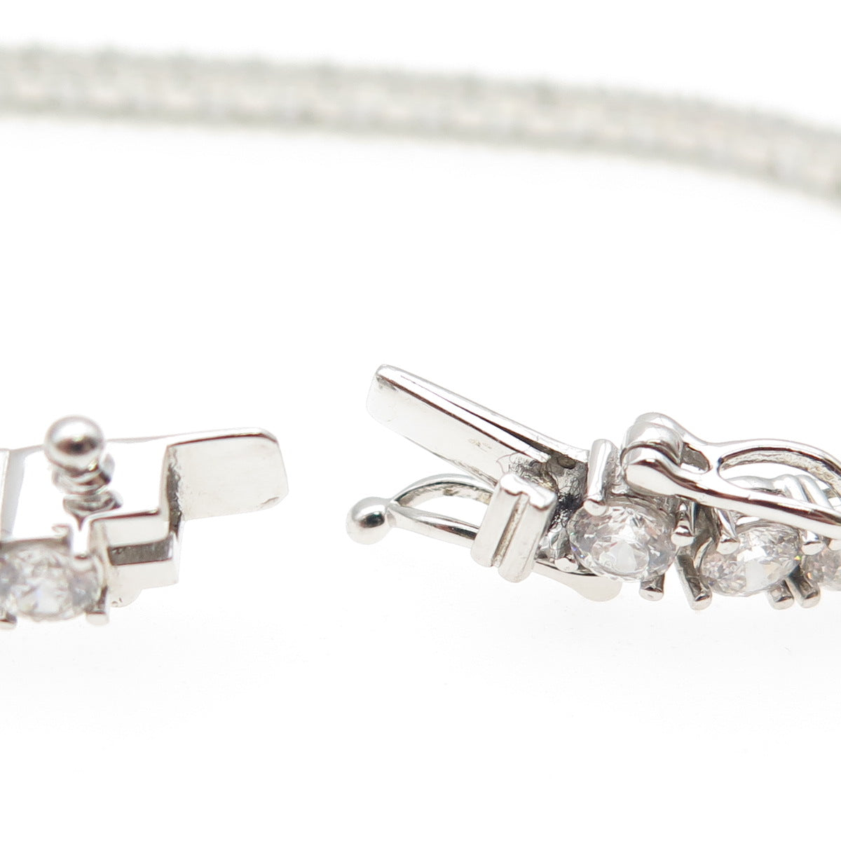 925 Sterling Silver Round-Cut C Z Tennis Link Bracelet 7.25"