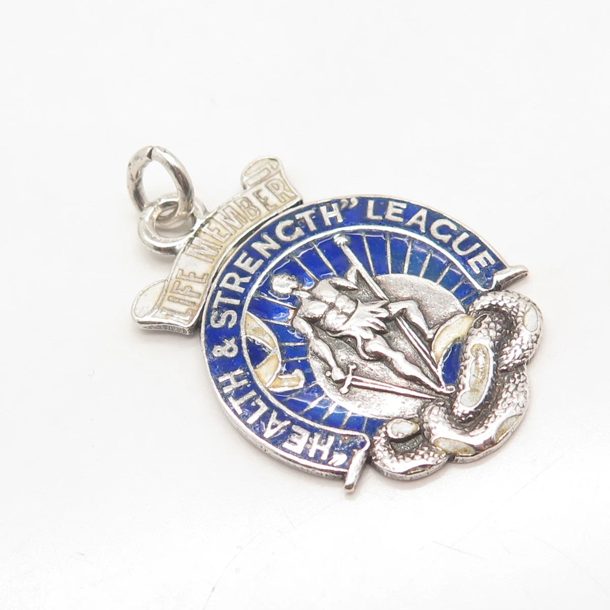 925 Sterling Silver Vintage London George Kenning & Son Enamel Charm Pendant