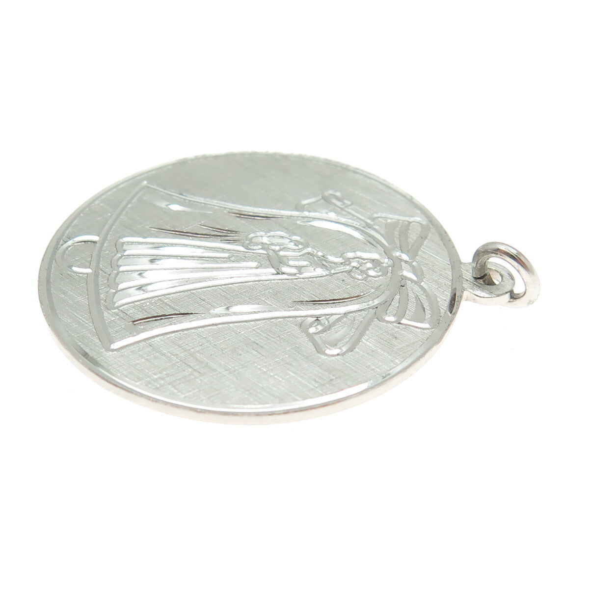 ANSON 925 Sterling Silver Vintage Bride Wedding Round Pendant