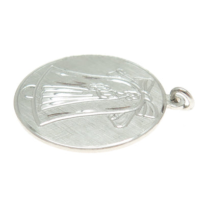 ANSON 925 Sterling Silver Vintage Bride Wedding Round Pendant