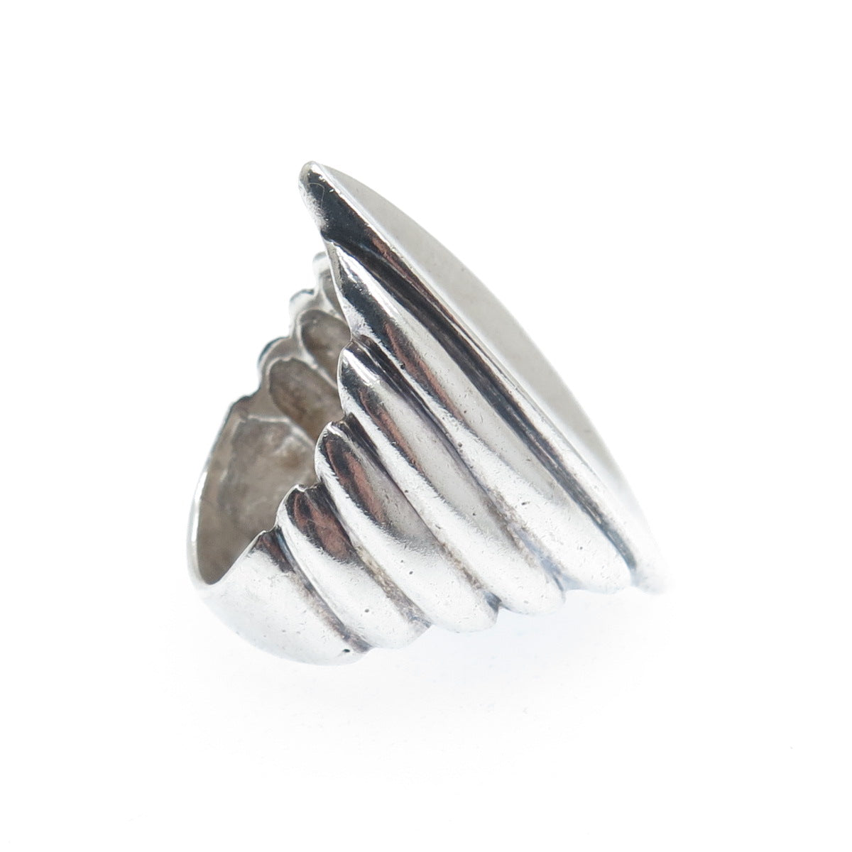 925 Sterling Silver Vintage Modernist Petal Ring Size 6