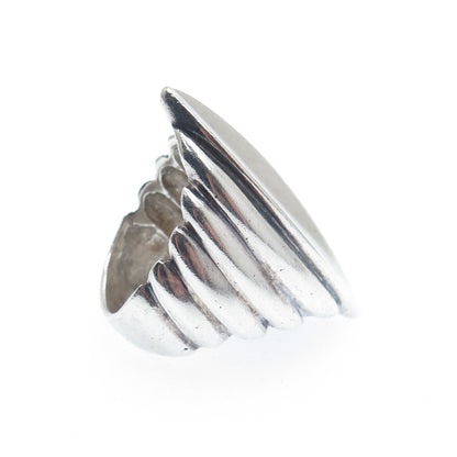 925 Sterling Silver Vintage Modernist Petal Ring Size 6