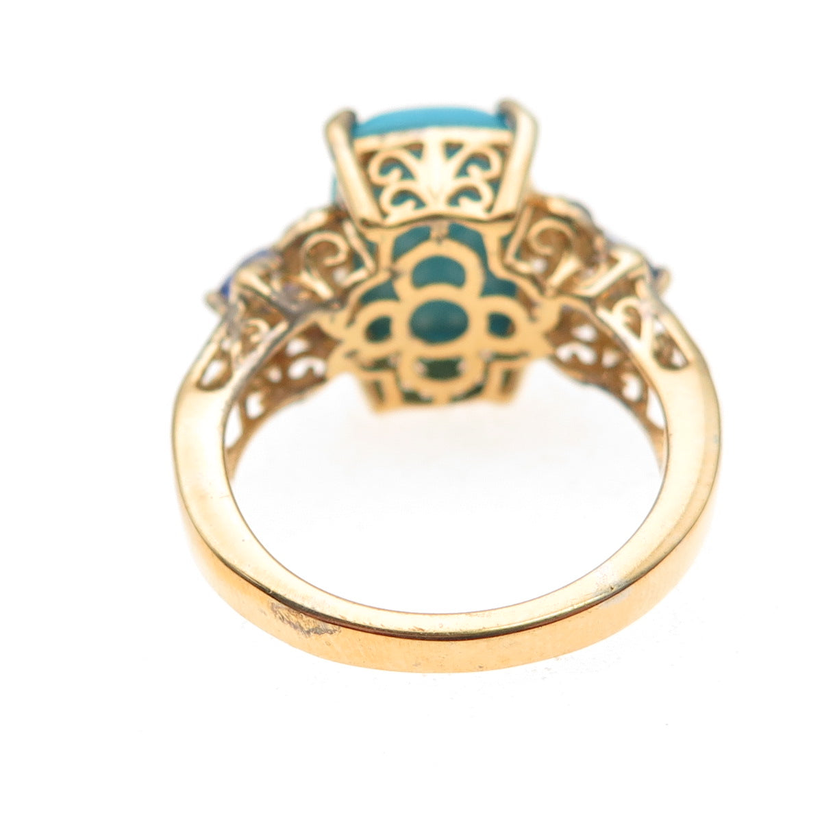 Chuck Clemency 925 Sterling Gold Plated Turquoise Tanzanite Topaz Ring Size 8.25