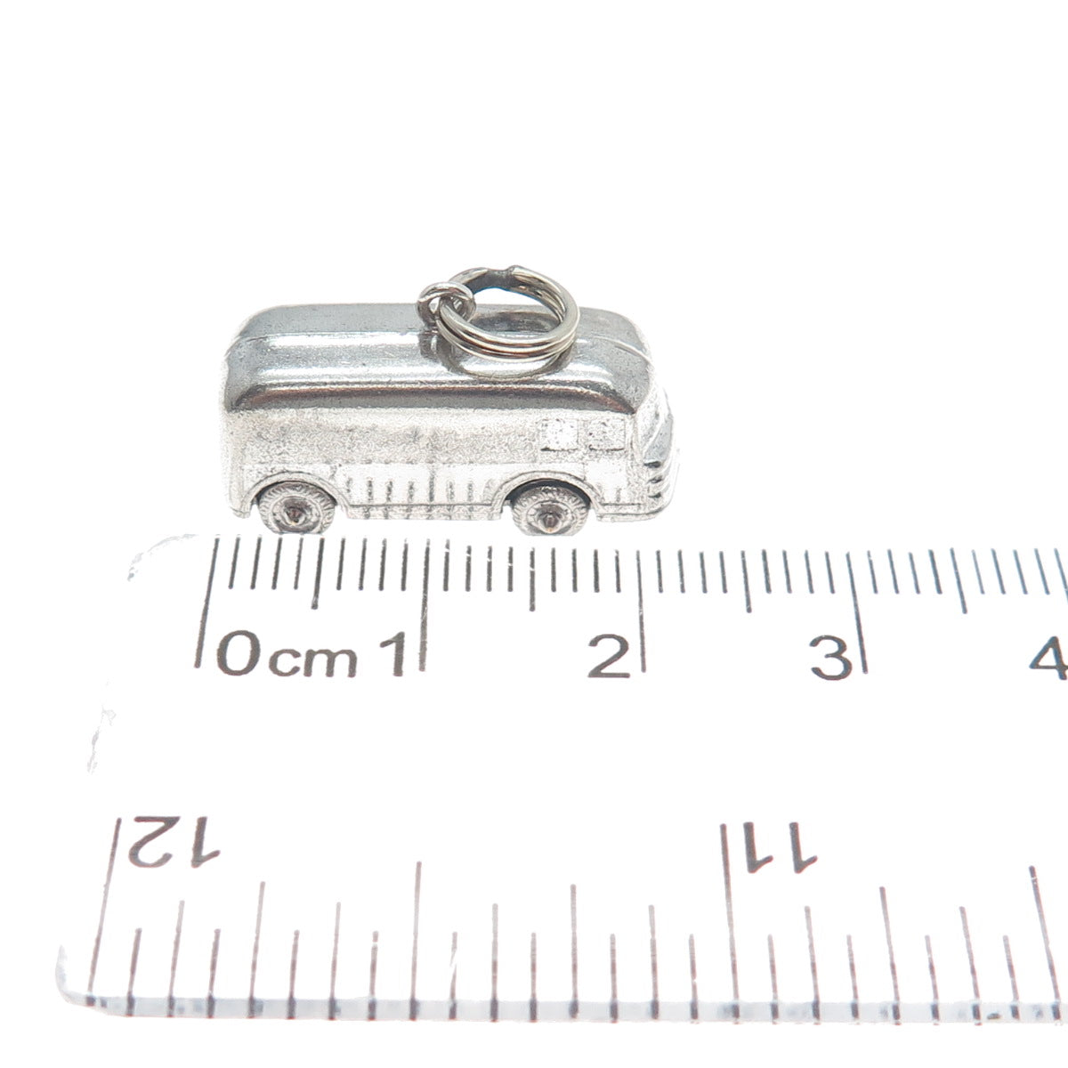 925 Sterling Silver Vintage Retro Volkswagen Bus Minimalist 3D Charm Pendant