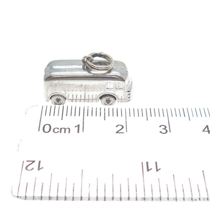 925 Sterling Silver Vintage Retro Volkswagen Bus Minimalist 3D Charm Pendant