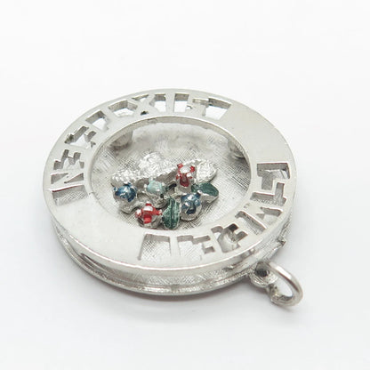 925 Sterling Silver Vintage Enamel "Sweet Sixteen" Floral Basket Round Pendant