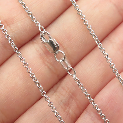 925 Sterling Silver Italy Round-Cut C Z Cross Rolo Chain Necklace 16"