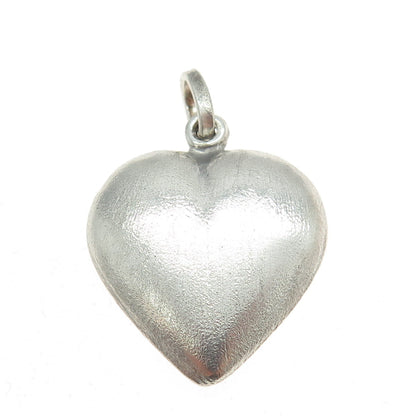 925 Sterling Silver Vintage Puffy Heart 3D Pendant