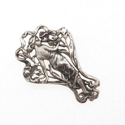 Ari D Norman Sterling Silver Vintage 1981 London Floral Lady Pin Brooch Pendant