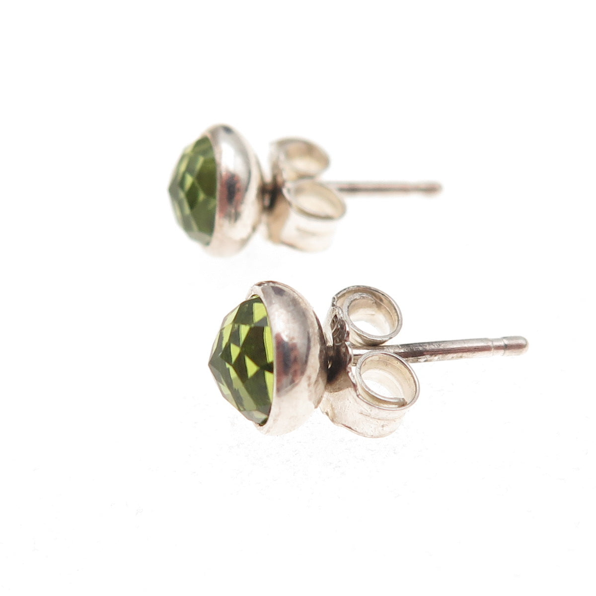Pandora 925 Sterling Silver Real Peridot August Birthday Blooms Stud Earrings