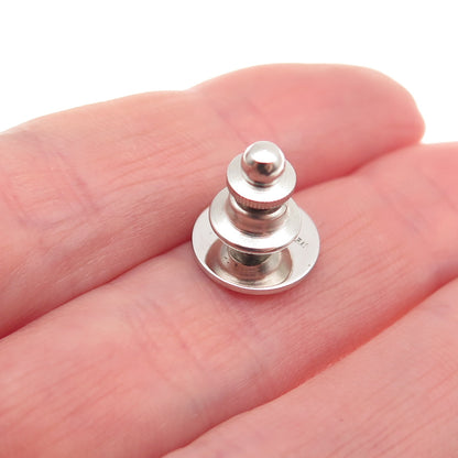 925 Sterling Silver Vintage Brushed Tie Tack / Lapel Pin