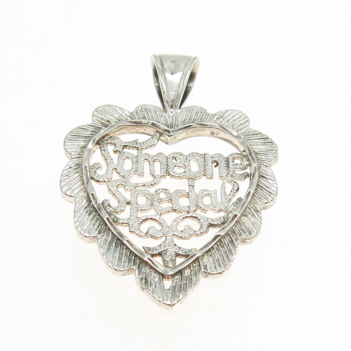 925 Sterling Silver Vintage "Someone Special" Ornate Heart Pendant