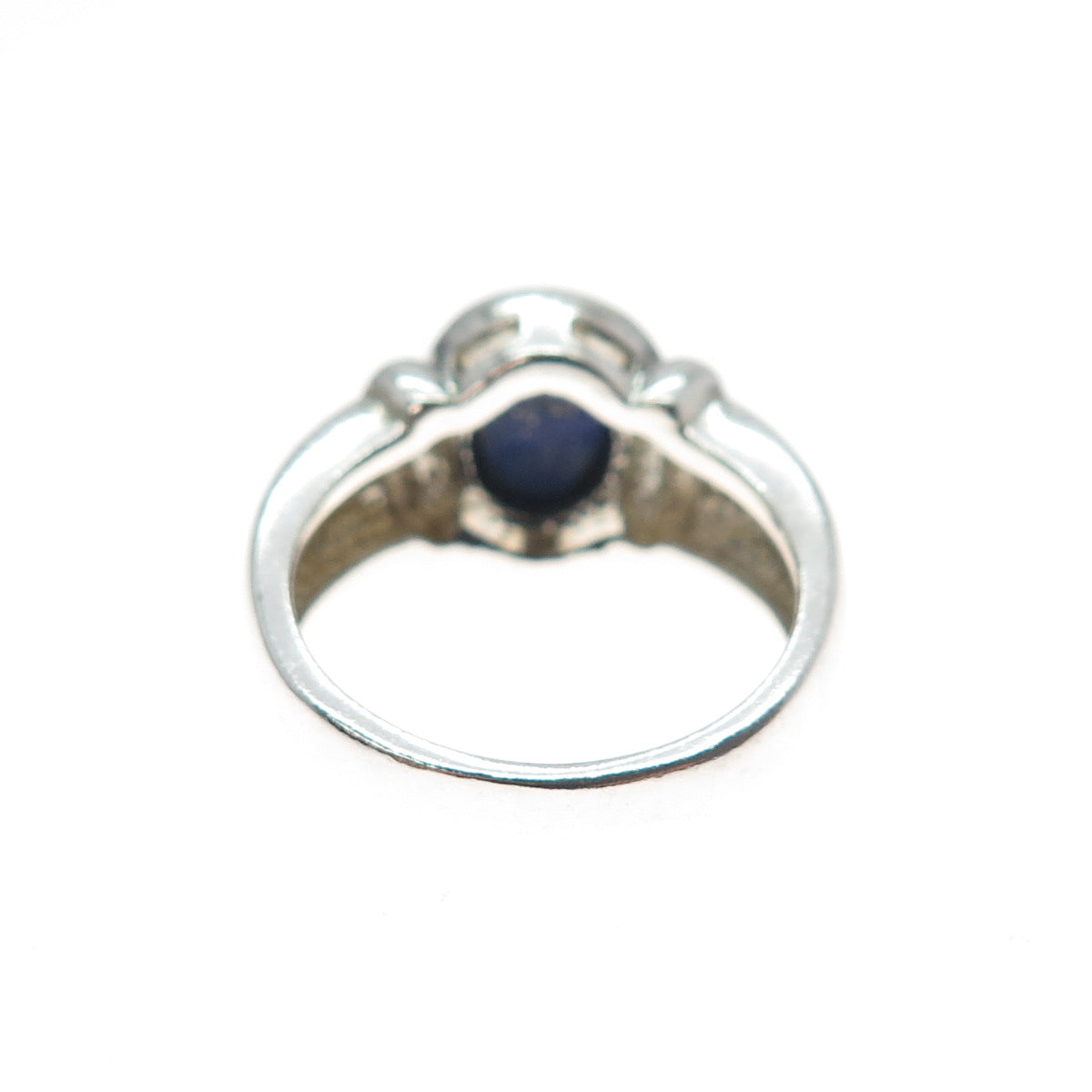 ROSS SIMONS 925 Sterling Silver Vintage Real Lapis Modernist Ring Size 7.25