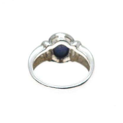 ROSS SIMONS 925 Sterling Silver Vintage Real Lapis Modernist Ring Size 7.25