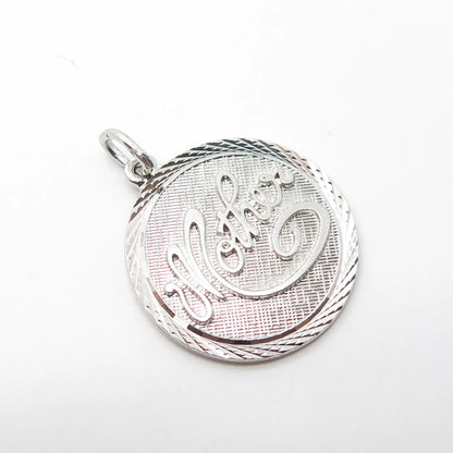 GRIFFITH & SONS 925 Sterling Silver Vintage "Mother" Round Medal Pendant