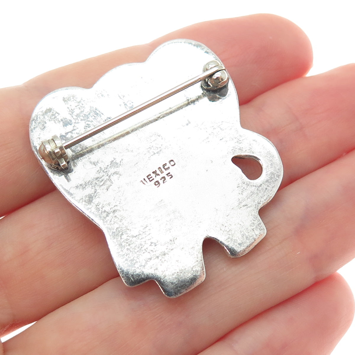 925 Sterling Silver Vintage Mexico Modernist Puffy Elephant Pin Brooch