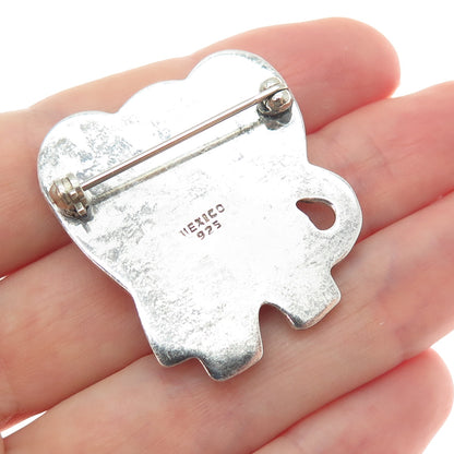 925 Sterling Silver Vintage Mexico Modernist Puffy Elephant Pin Brooch