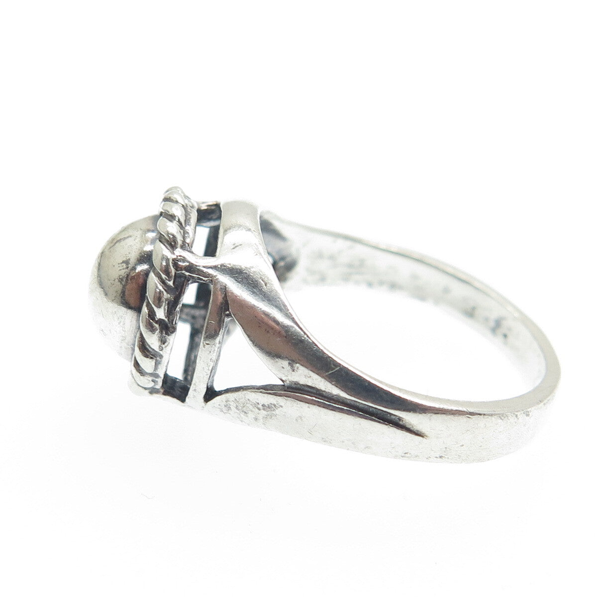 SUNRISE 925 Sterling Silver Vintage Roped Dome Oxidized Ring Size 6.25