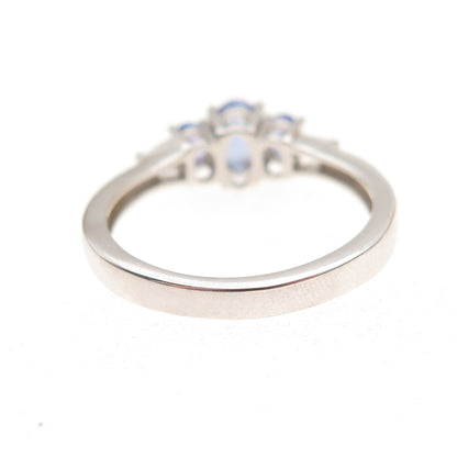 Chuck Clemency 925 Sterling Silver Real Tanzanite & White Topaz Ring Size 8.25