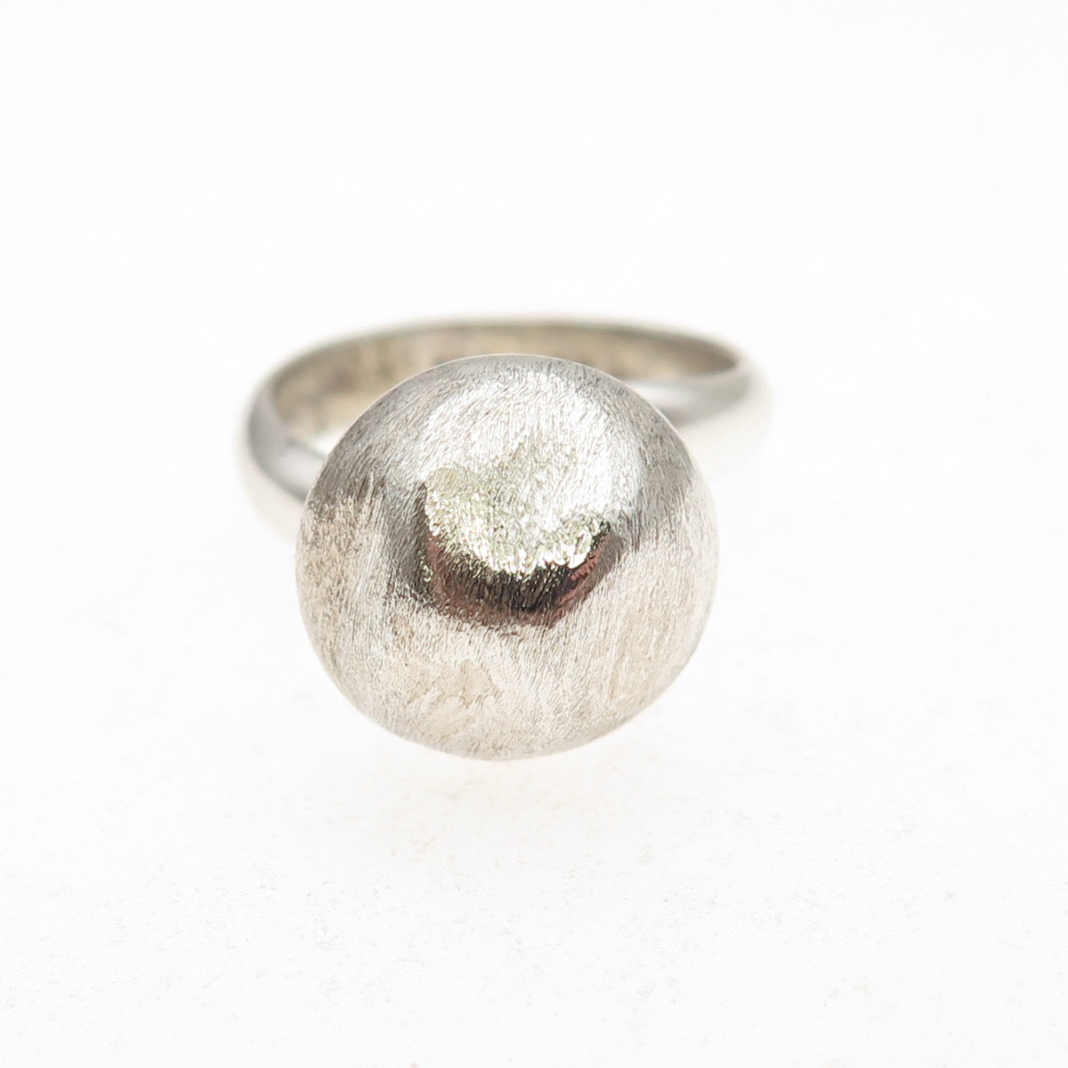 950 Silver Vintage Modernist Brushed Bead Adjustable Ring Size 5.75